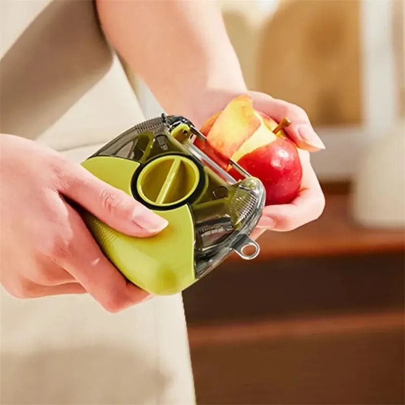 Peeling an apple with the TriPeel