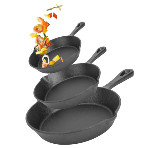 Premium Cast Iron Skillet Set (3-Pieces)