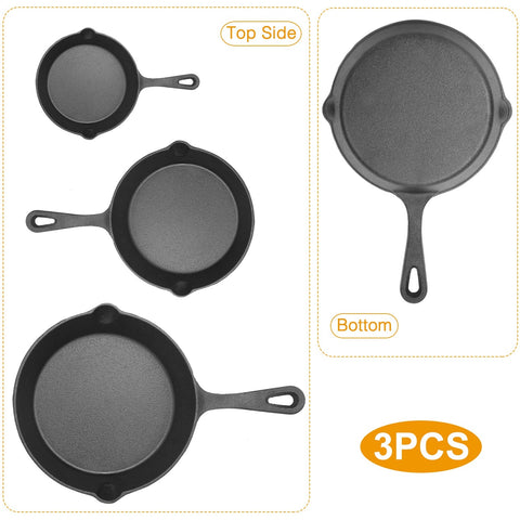 Premium Cast Iron Skillet Set (3-Pieces)