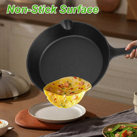 Premium Cast Iron Skillet Set (3-Pieces)